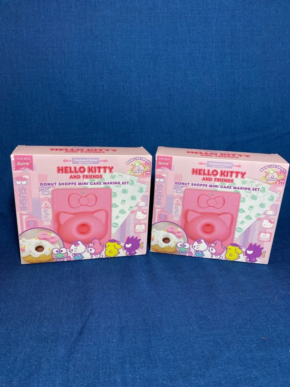 Hello Kitty Pink Donut Shoppe Mini Cake Making Set - set of two NWT